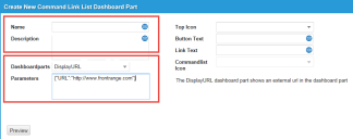 Creating a new command link list dashboard part.